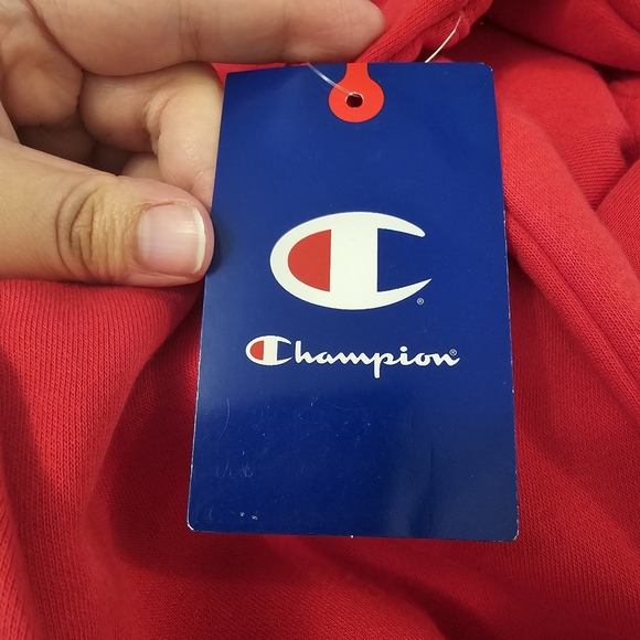 Red Champion Women's C Banner Standard Pullover Hoodie - Picture 9 of 12